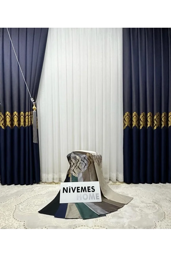 NİVEMESHOME PARIS BLAU V-533 1/3 DICHTE FALTE GARDINE APM