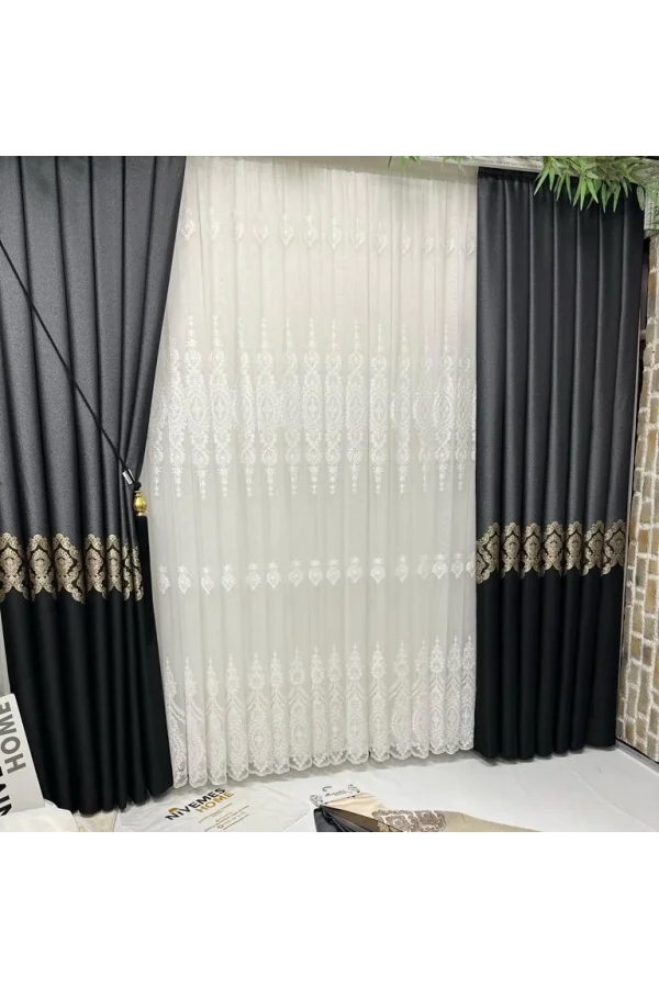 NİVEMESHOME PARLA V-932  1/3 SIK PİLELİ FON PERDE APM