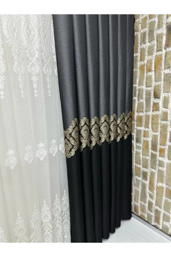 NİVEMESHOME PARLA V-932  1/3 SIK PİLELİ FON PERDE APM