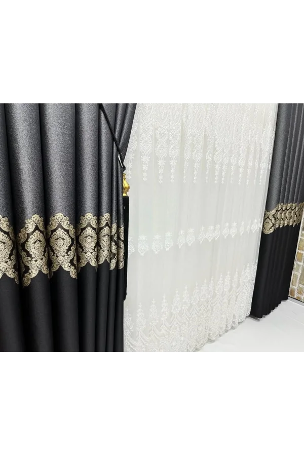 NİVEMESHOME PARLA V-932  1/3 SIK PİLELİ FON PERDE APM