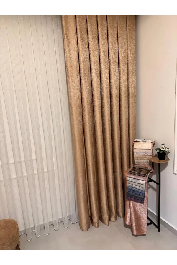 NİVEMESHOME PERA GOLD 1/3 SIK PİLELİ FON PERDE APM