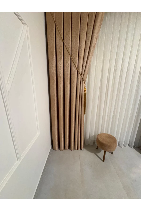 NİVEMESHOME PERA GOLD 1/3 SIK PİLELİ FON PERDE APM