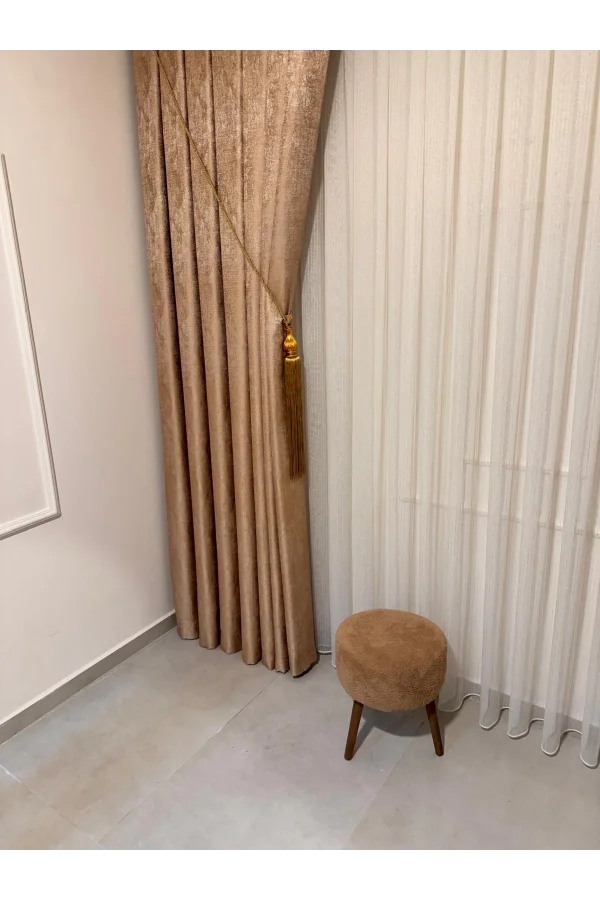 NİVEMESHOME PERA GOLD 1/3 SIK PİLELİ FON PERDE APM