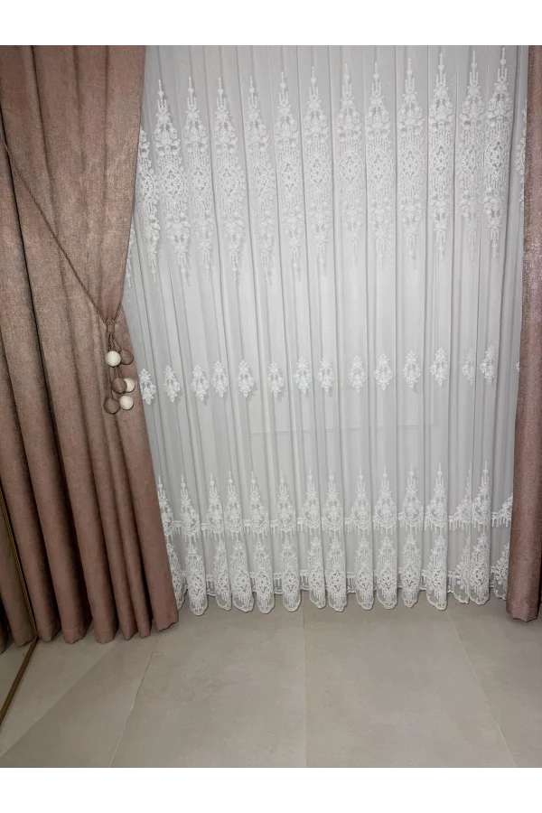 NİVEMESHOME PERA V-1001 YAVRUAĞZI 1/3 SIK PİLELİ FON PERDE APM