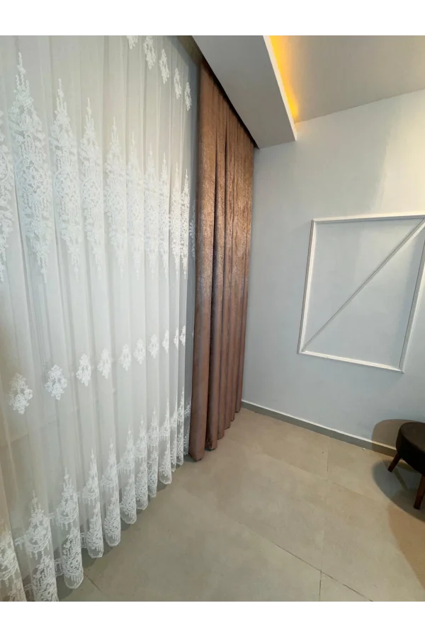 NİVEMESHOME PERA V-1001 YAVRUAĞZI 1/3 SIK PİLELİ FON PERDE APM