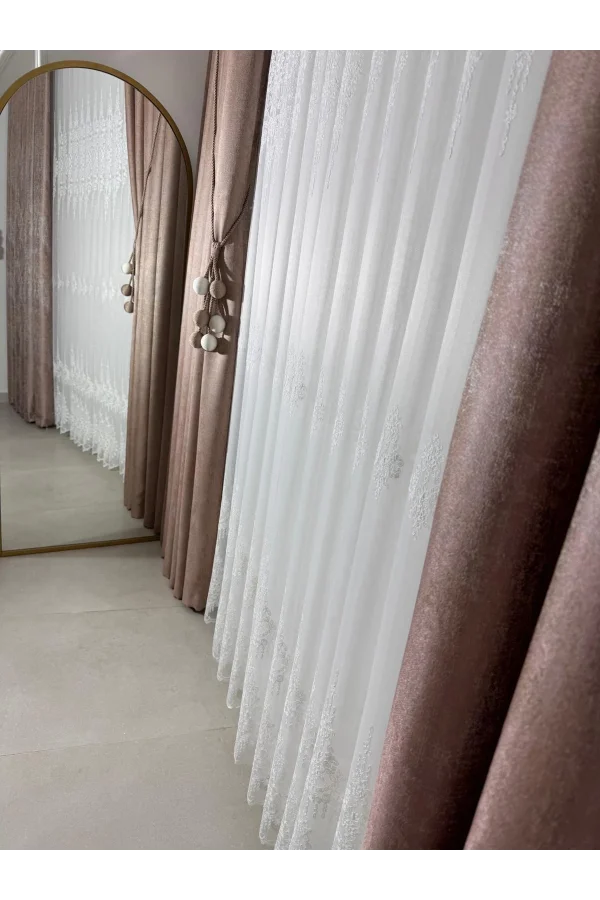 NİVEMESHOME PERA V-1001 YAVRUAĞZI 1/3 SIK PİLELİ FON PERDE APM