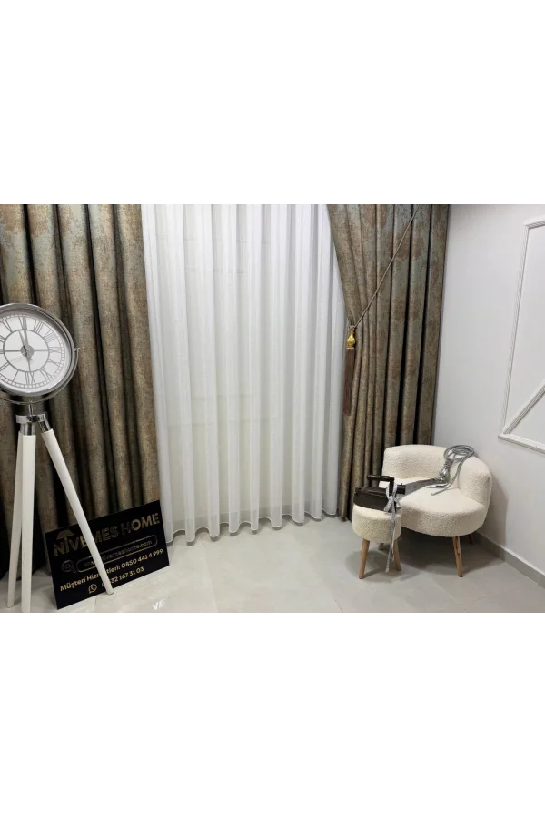 NİVEMESHOME PERA V-402 1/3 THIN PLEATED VOILE CURTAIN APM