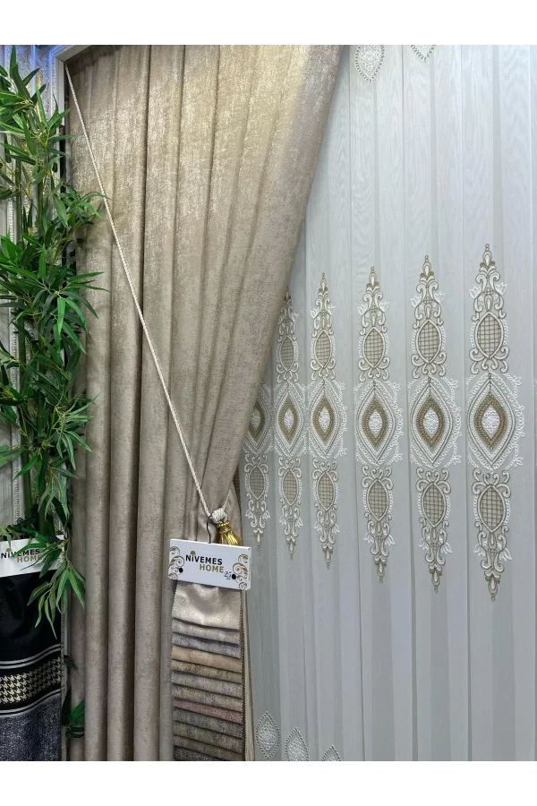 NİVEMESHOME PERA V-5201 1/3 DENSAMENTE FRUNCIDO CORTINA DE FONDO APM