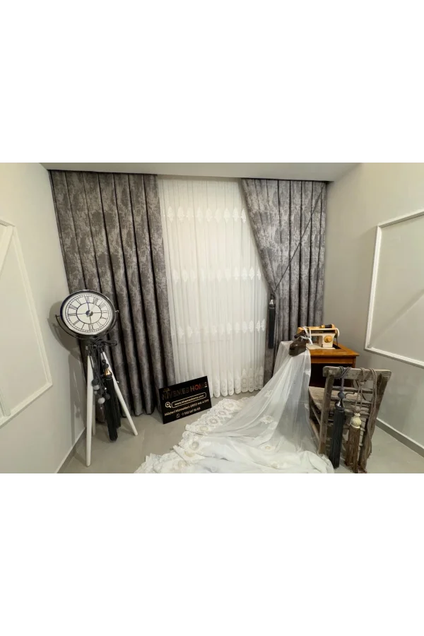 NİVEMESHOME PERA V-5402 ANTRASIT 1/3 DICKES PELZ VORHANG APM