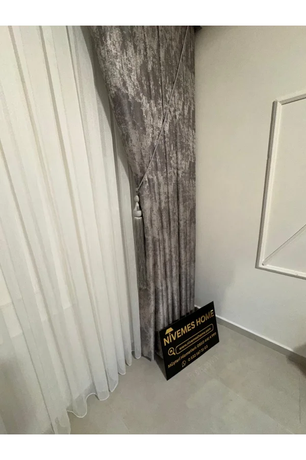 NİVEMESHOME PERA V-5402 ANTRASIT 1/3 DICKES PELZ VORHANG APM