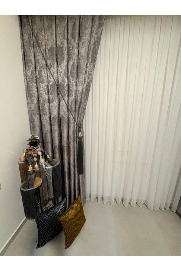 NİVEMESHOME PERA V-5402 ANTRASIT 1/3 DICKES PELZ VORHANG APM