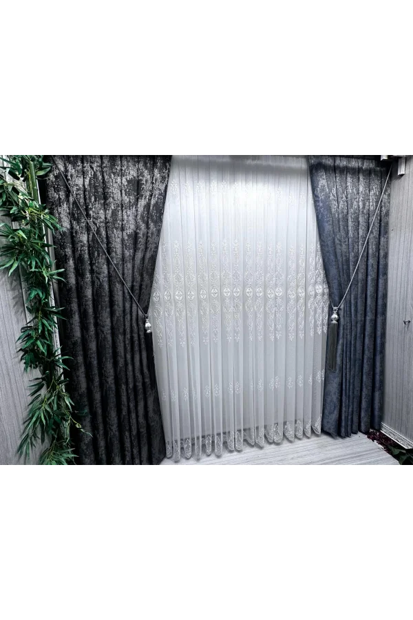 NİVEMESHOME PERA V-5502 1/3 SIK PİLELİ FON PERDE APM