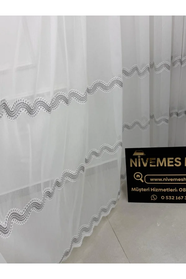 NİVEMESHOME PERLİNA GÜMÜŞ  1/2,5 PİLELİ TÜL PERDE APM