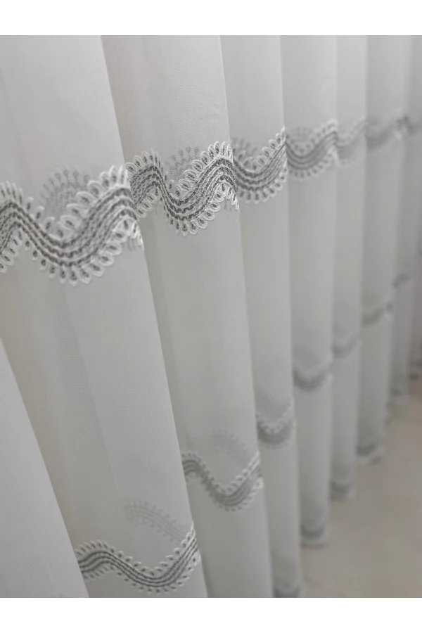 NİVEMESHOME PERLİNA GÜMÜŞ  1/2,5 PİLELİ TÜL PERDE APM