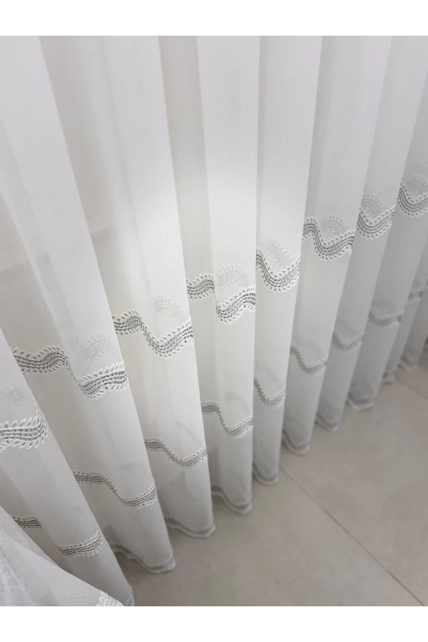 NİVEMESHOME PERLİNA GÜMÜŞ  1/2,5 PİLELİ TÜL PERDE APM