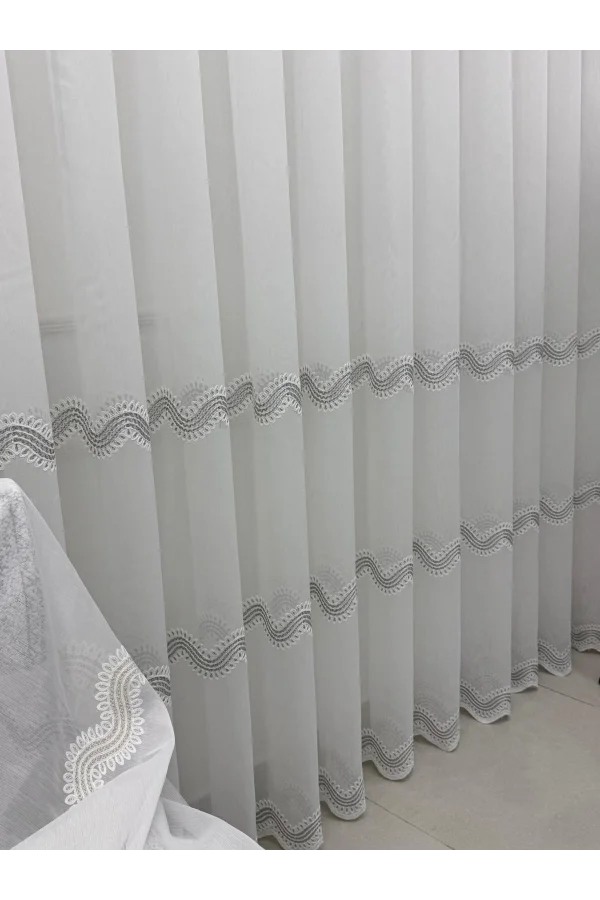 NİVEMESHOME PERLİNA GÜMÜŞ  1/2,5 PİLELİ TÜL PERDE APM