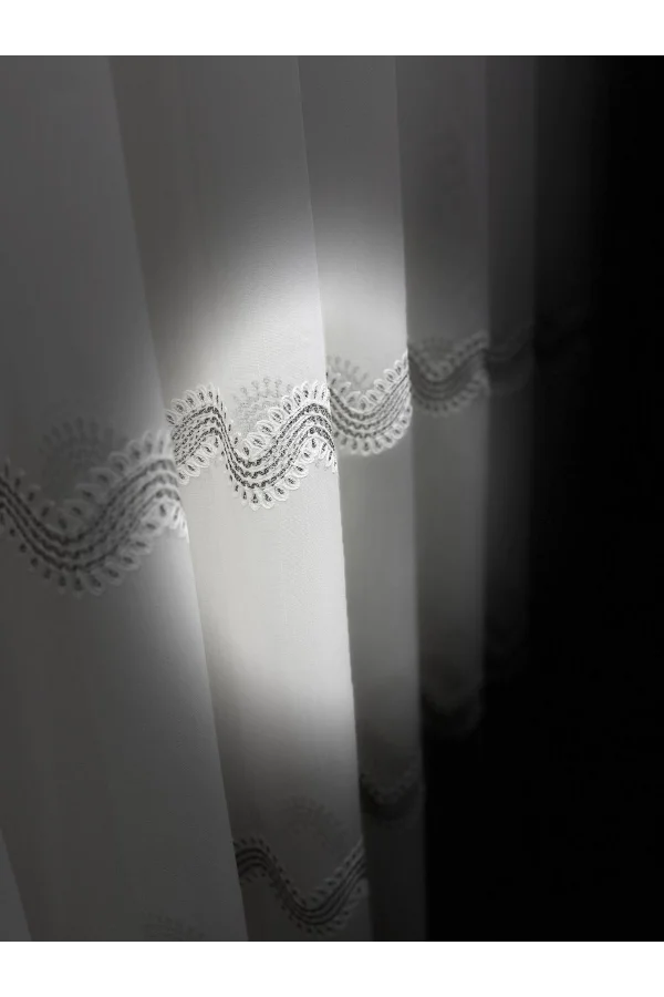 NİVEMESHOME PERLİNA GÜMÜŞ  1/3  PİLELİ TÜL PERDE APM