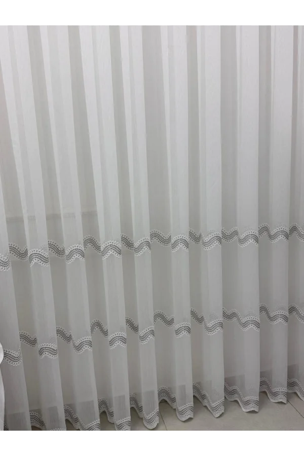 NİVEMESHOME PERLİNA GÜMÜŞ  1/3  PİLELİ TÜL PERDE APM