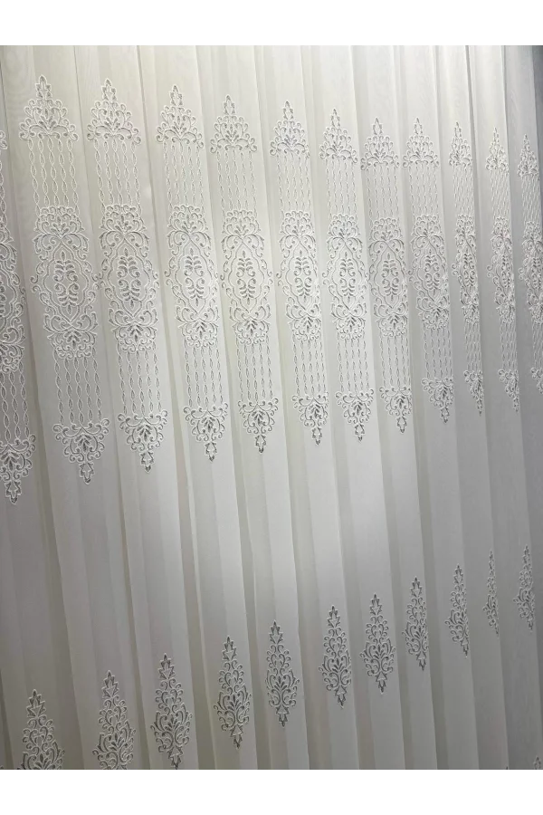 NİVEMESHOME GLITZER SILBER DETAILLIERTE 1/3 DICHT GEFALTETE TÜLL GARDINE APM