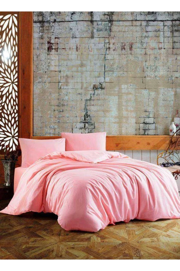 КОМПЛЕКТ ПОСТЕЛЬНОГО БЕЛЬЯ NİVEMESHOME ПУДРА ИЗ 100% ХЛОПКА НА ДВОИХ