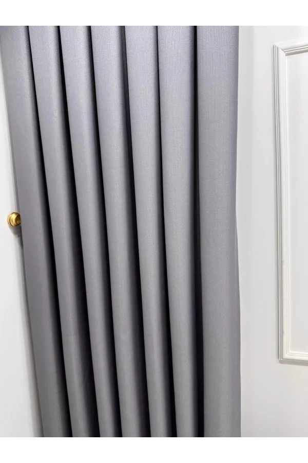 NİVEMESHOME ROMA 18542-D GRİ KETEN 1/3 SIK PİLELİ FON PERDE APM