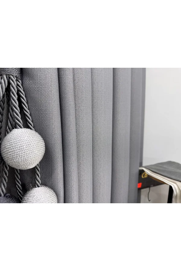 NİVEMESHOME ROMA 18542-D GRİ KETEN 1/3 SIK PİLELİ FON PERDE APM