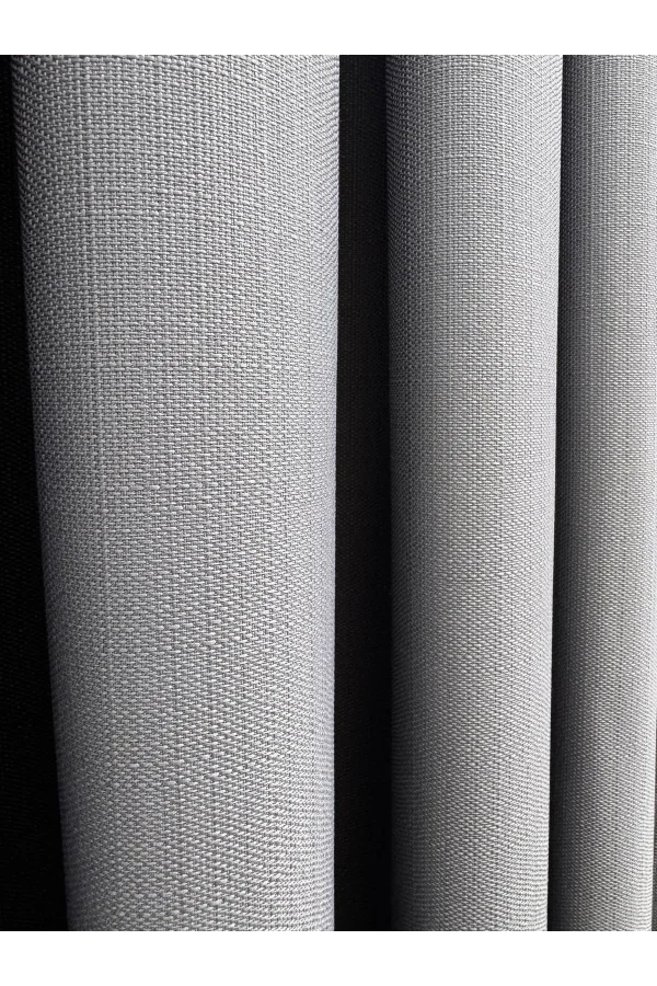 NİVEMESHOME ROMA 18542-D GRİ KETEN 1/3 SIK PİLELİ FON PERDE APM