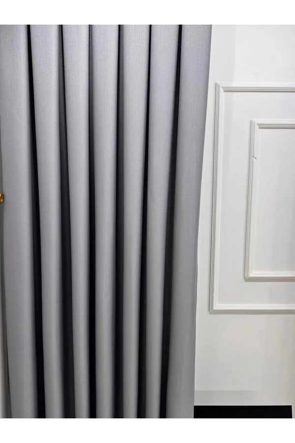 NİVEMESHOME ROMA 18542-D GRİ KETEN 1/3 SIK PİLELİ FON PERDE APM