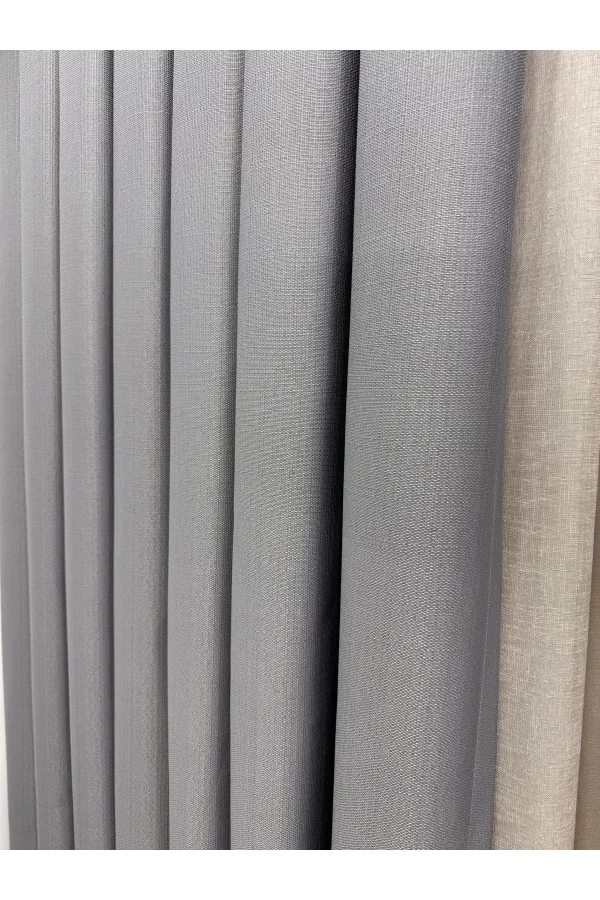 NİVEMESHOME ROMA 18542-D GRİ KETEN 1/3 SIK PİLELİ FON PERDE APM