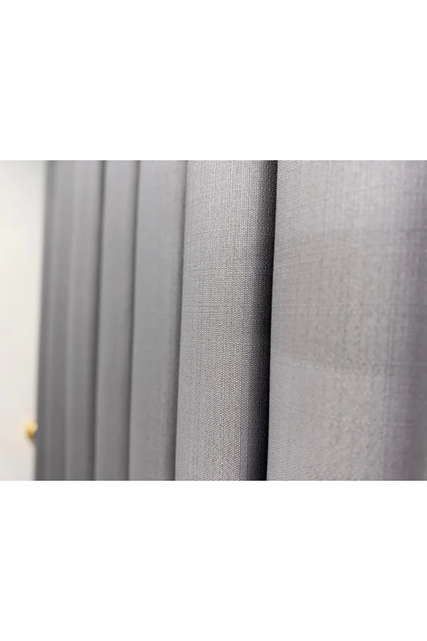 NİVEMESHOME ROMA 18542-D GRİ KETEN 1/3 SIK PİLELİ FON PERDE APM