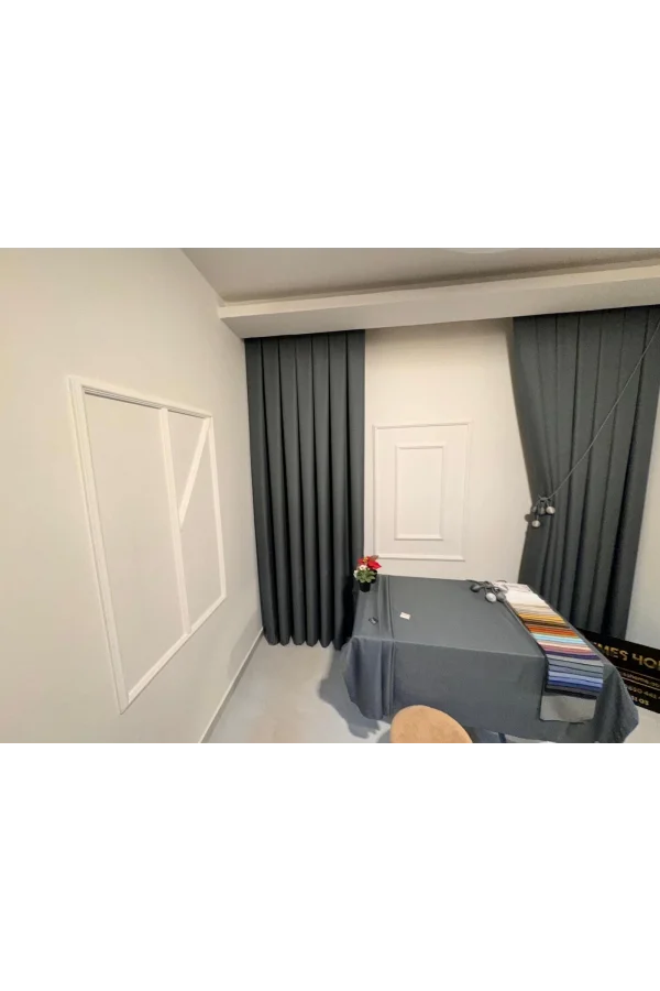 NİVEMESHOME ROMA 18542-D K.GRİ KETEN 1/3 SIK PİLELİ FON PERDE APM