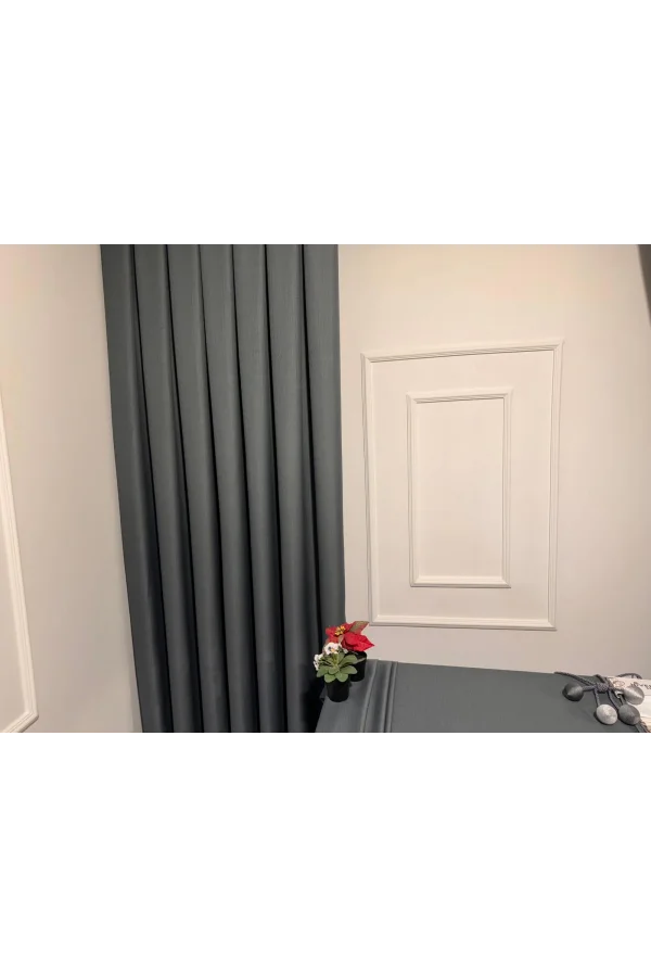 NİVEMESHOME ROMA 18542-D K.GRİ KETEN 1/3 SIK PİLELİ FON PERDE APM