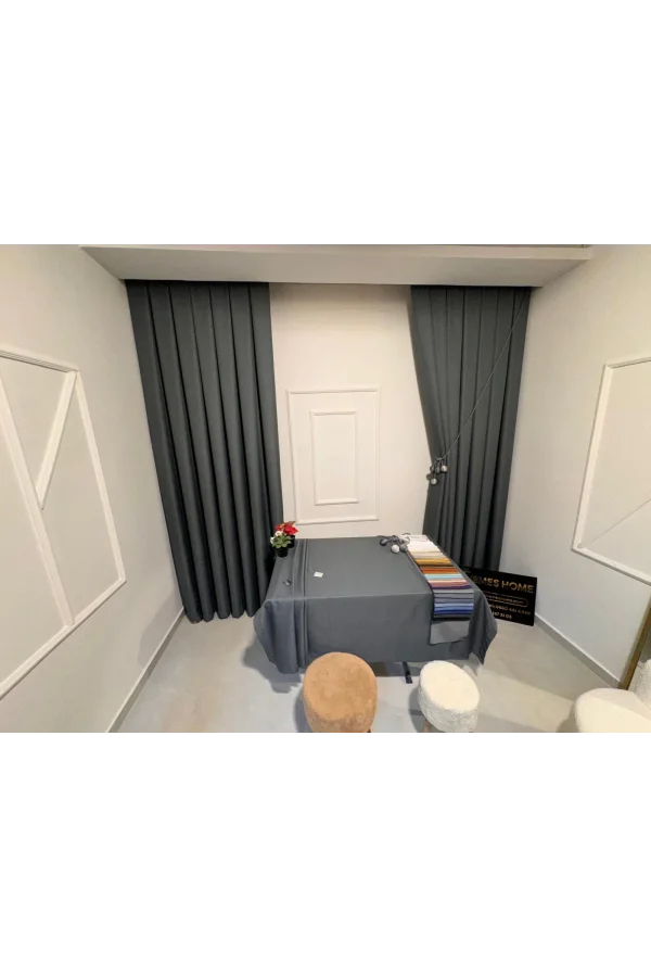 NİVEMESHOME ROMA 18542-D K.GRİ KETEN 1/3 SIK PİLELİ FON PERDE APM