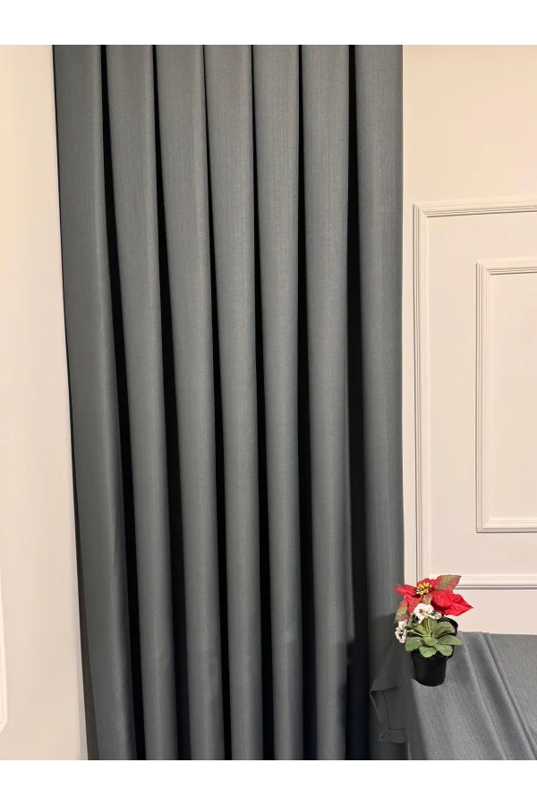 NİVEMESHOME ROMA 18542-D K.GRİ KETEN 1/3 SIK PİLELİ FON PERDE APM