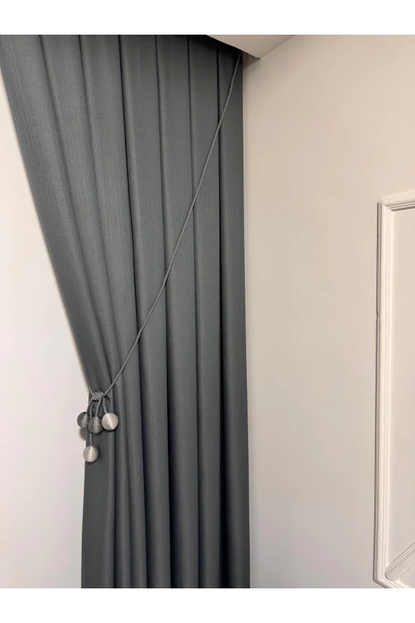 NİVEMESHOME ROMA 18542-D K.GRİ KETEN 1/3 SIK PİLELİ FON PERDE APM