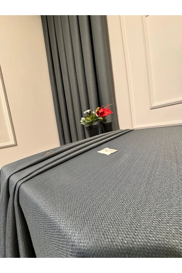 NİVEMESHOME ROMA 18542-D K.GRİ KETEN 1/3 SIK PİLELİ FON PERDE APM