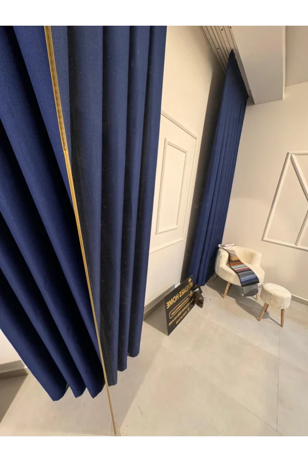 NİVEMESHOME ROMA 18542-D K.İNDİGO LEINEN 1/3 DICHT GESTAPELTE FOND-VORHANG APM