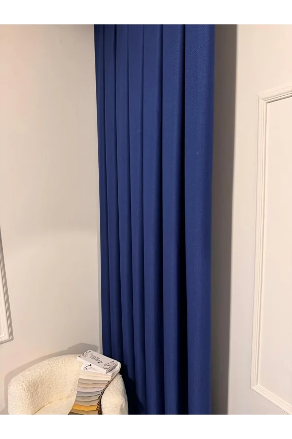 NİVEMESHOME ROMA 18542-D K.İNDİGO LEINEN 1/3 DICHT GESTAPELTE FOND-VORHANG APM