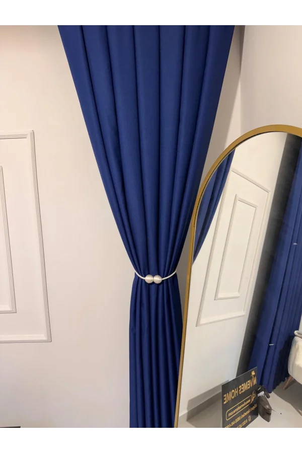 NİVEMESHOME ROMA 18542-D K.İNDİGO LEINEN 1/3 DICHT GESTAPELTE FOND-VORHANG APM