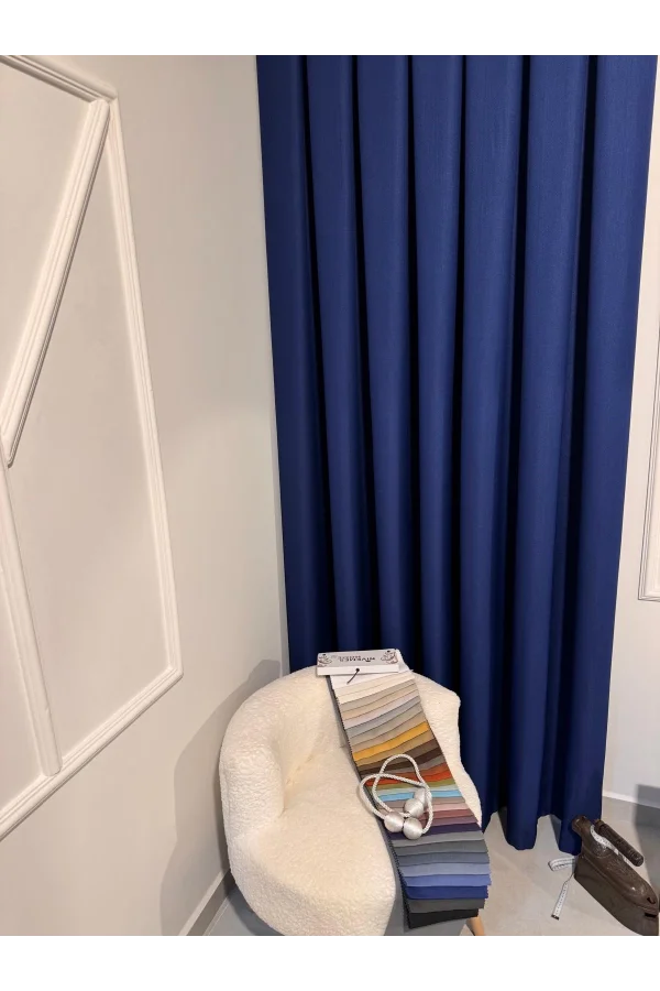 NİVEMESHOME ROMA 18542-D K.İNDİGO LEINEN 1/3 DICHT GESTAPELTE FOND-VORHANG APM