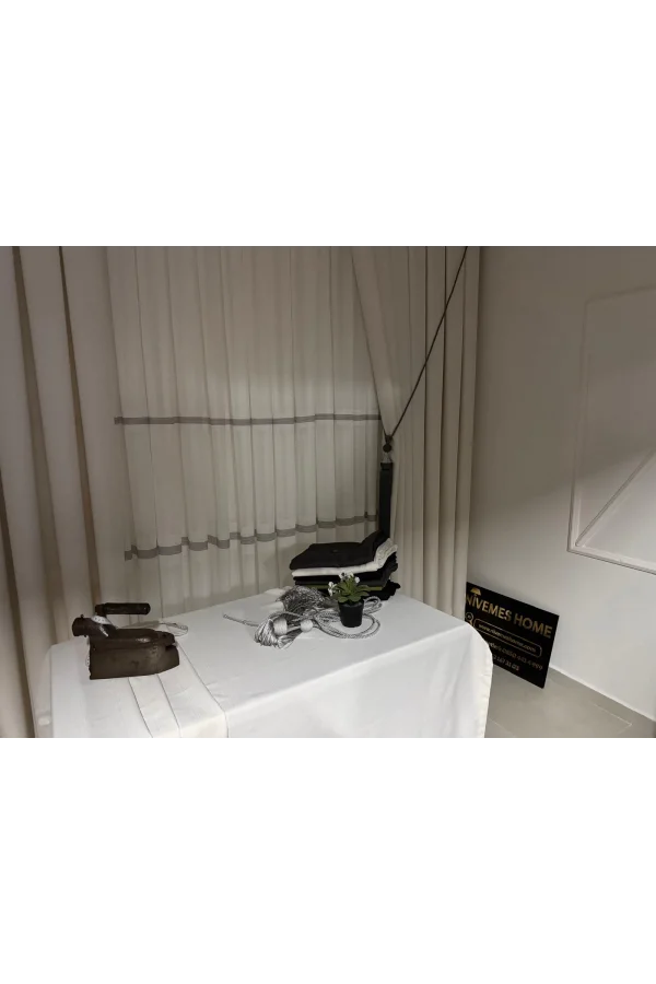 NİVEMESHOME ROMA 18542-D KREM KETEN 1/3 SIK PİLELİ FON PERDE APM