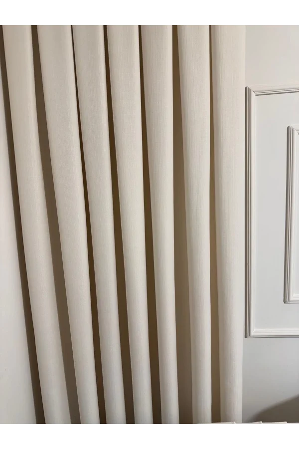 NİVEMESHOME ROMA 18542-D KREM KETEN 1/3 SIK PİLELİ FON PERDE APM