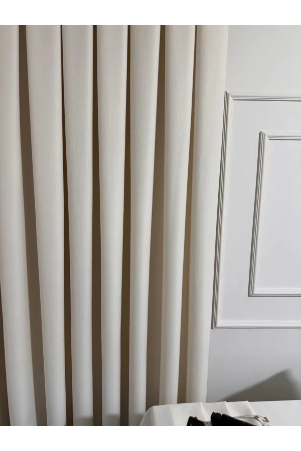 NİVEMESHOME ROMA 18542-D KREM KETEN 1/3 SIK PİLELİ FON PERDE APM