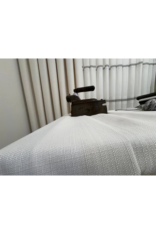 NİVEMESHOME ROMA 18542-D KREM KETEN 1/3 SIK PİLELİ FON PERDE APM