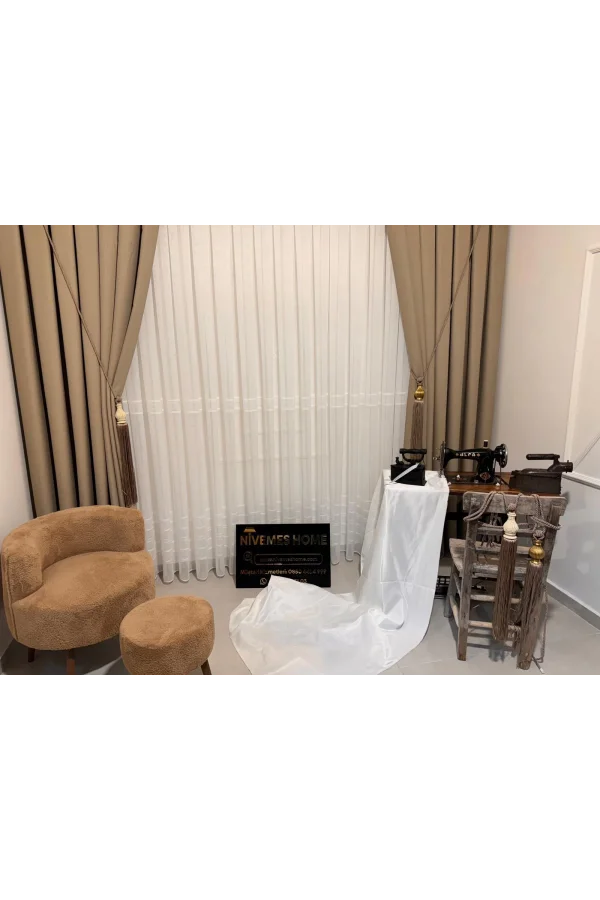 NIVEMESHOME ROMA LEINEN 1/3 DICHT GEPLEATED BEIGE GRUNDVORHANG APM