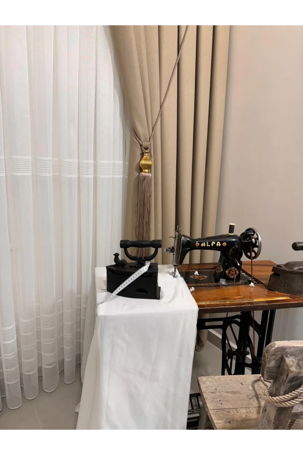 NIVEMESHOME ROMA LEINEN 1/3 DICHT GEPLEATED BEIGE GRUNDVORHANG APM