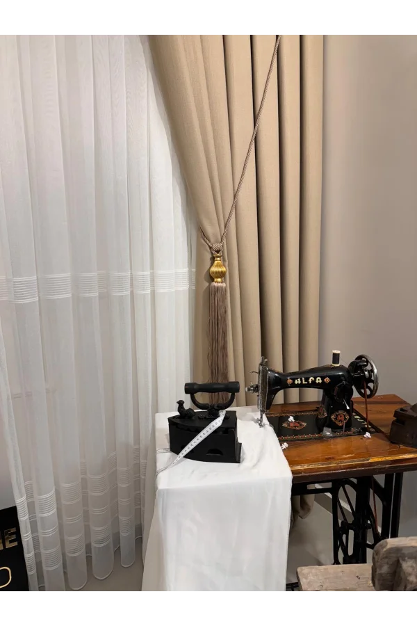 NIVEMESHOME ROMA LEINEN 1/3 DICHT GEPLEATED BEIGE GRUNDVORHANG APM