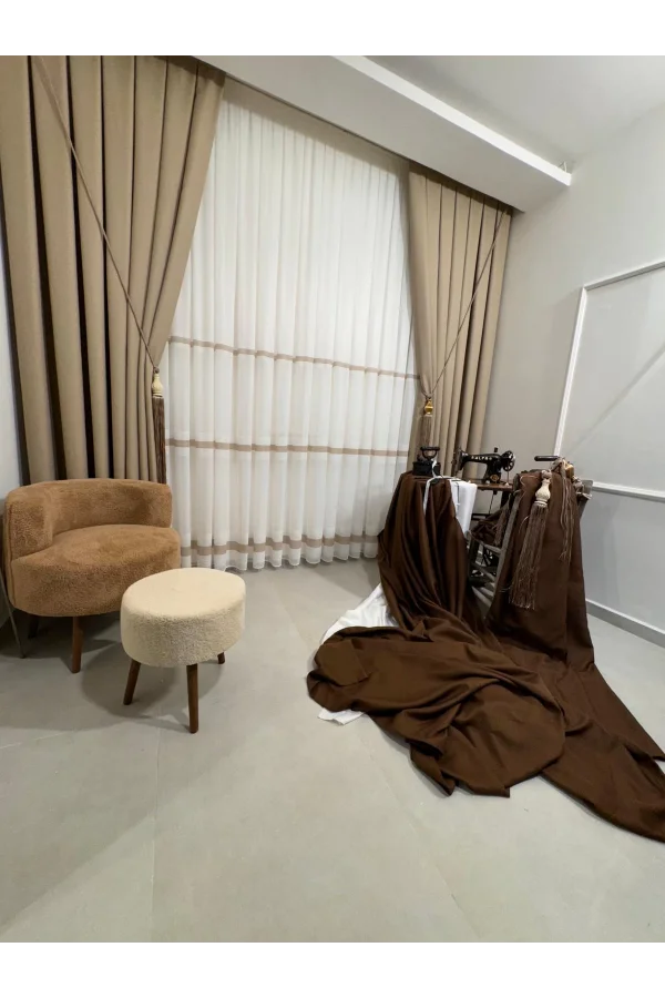 NIVEMESHOME ROMA LEINEN 1/3 DICHT GEPLEATED BEIGE GRUNDVORHANG APM