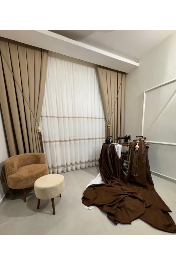 NIVEMESHOME ROMA LEINEN 1/3 DICHT GEPLEATED BEIGE GRUNDVORHANG APM