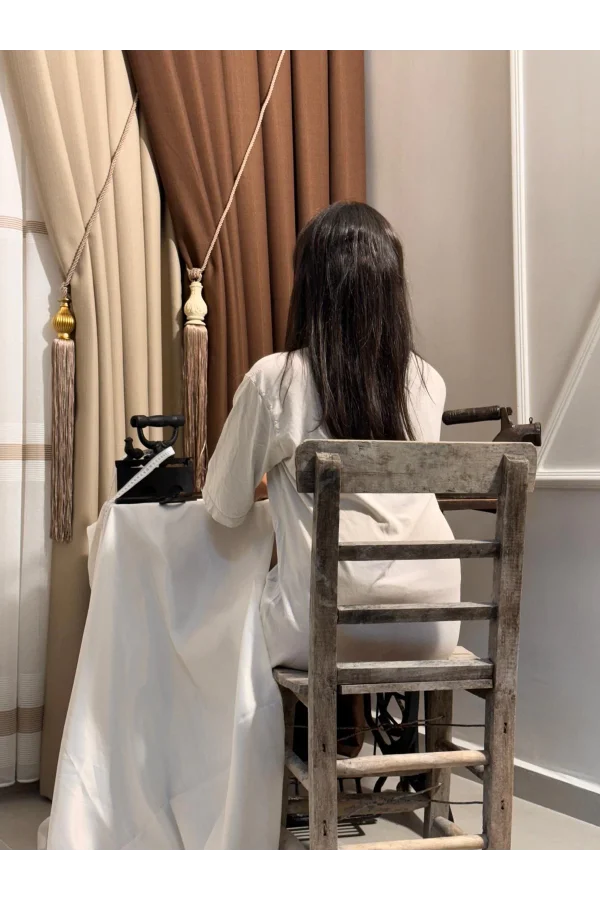 NİVEMESHOME ROMA LEINEN 1/3 DICHT GEFALTERTER KAFFEE FOND VORHANG APM